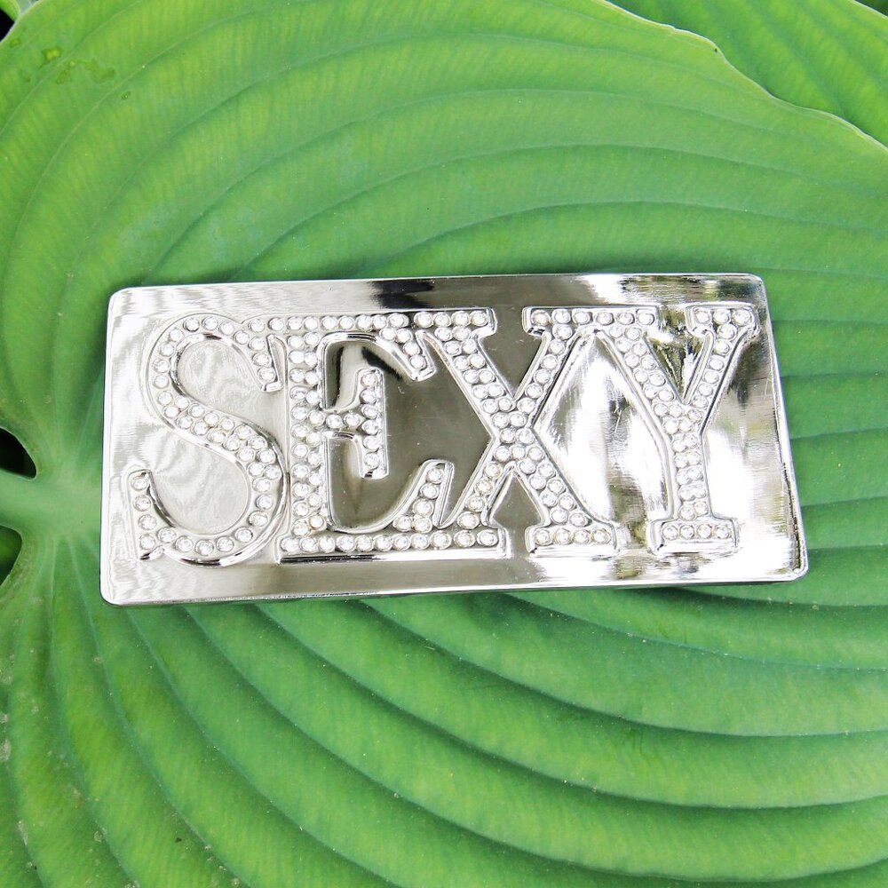 Vintage Collectible SEXY Rhinestone Classico Italia Metal Belt Buckle
